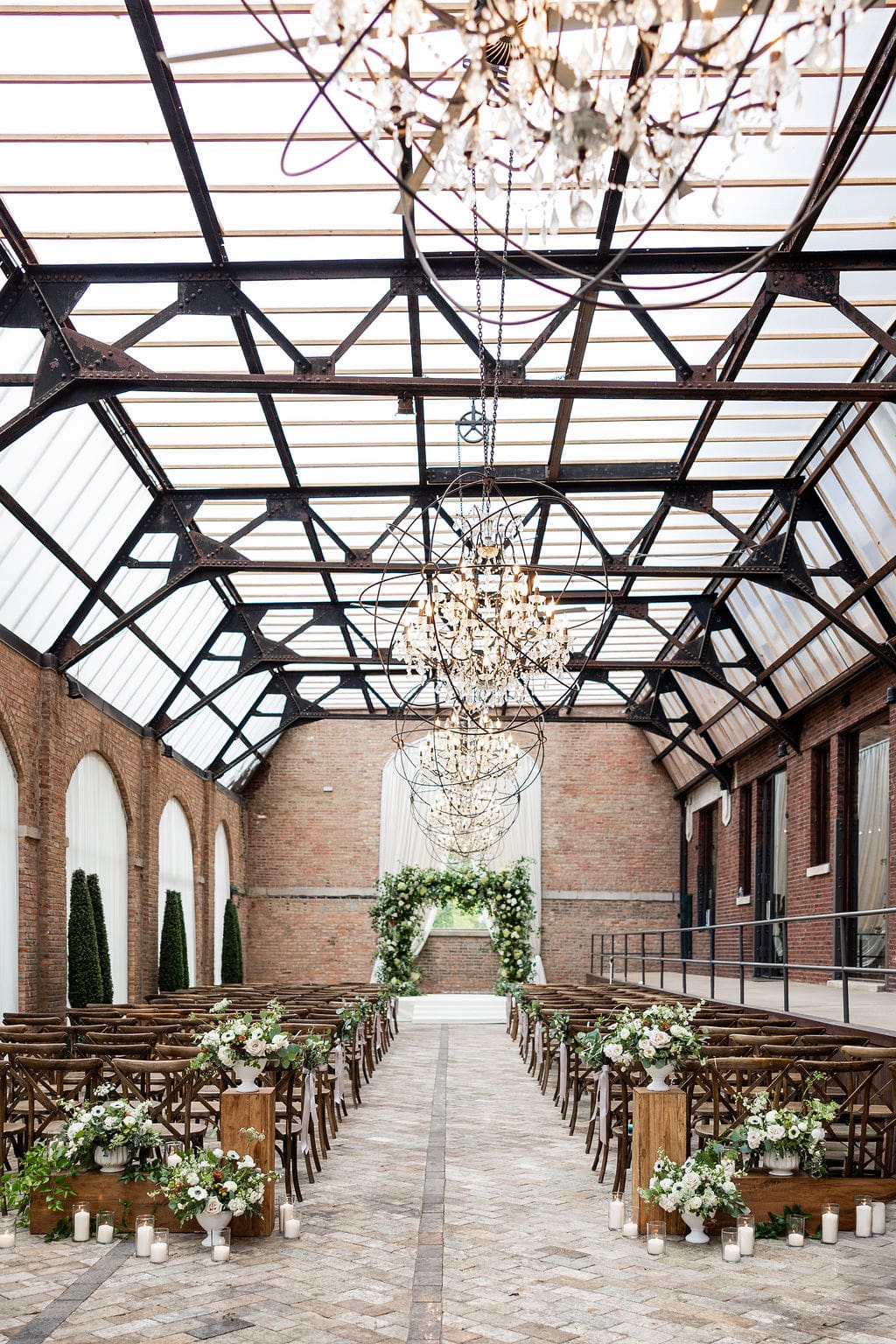 Wedding ceremony in the Sculpture Garden at Bridgeport Art Center