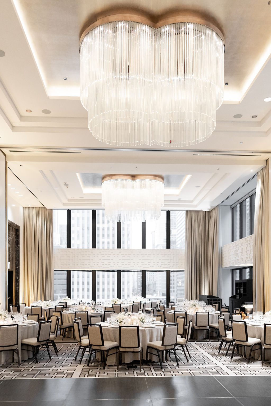 Wedding reception setup at the Langham Chicago