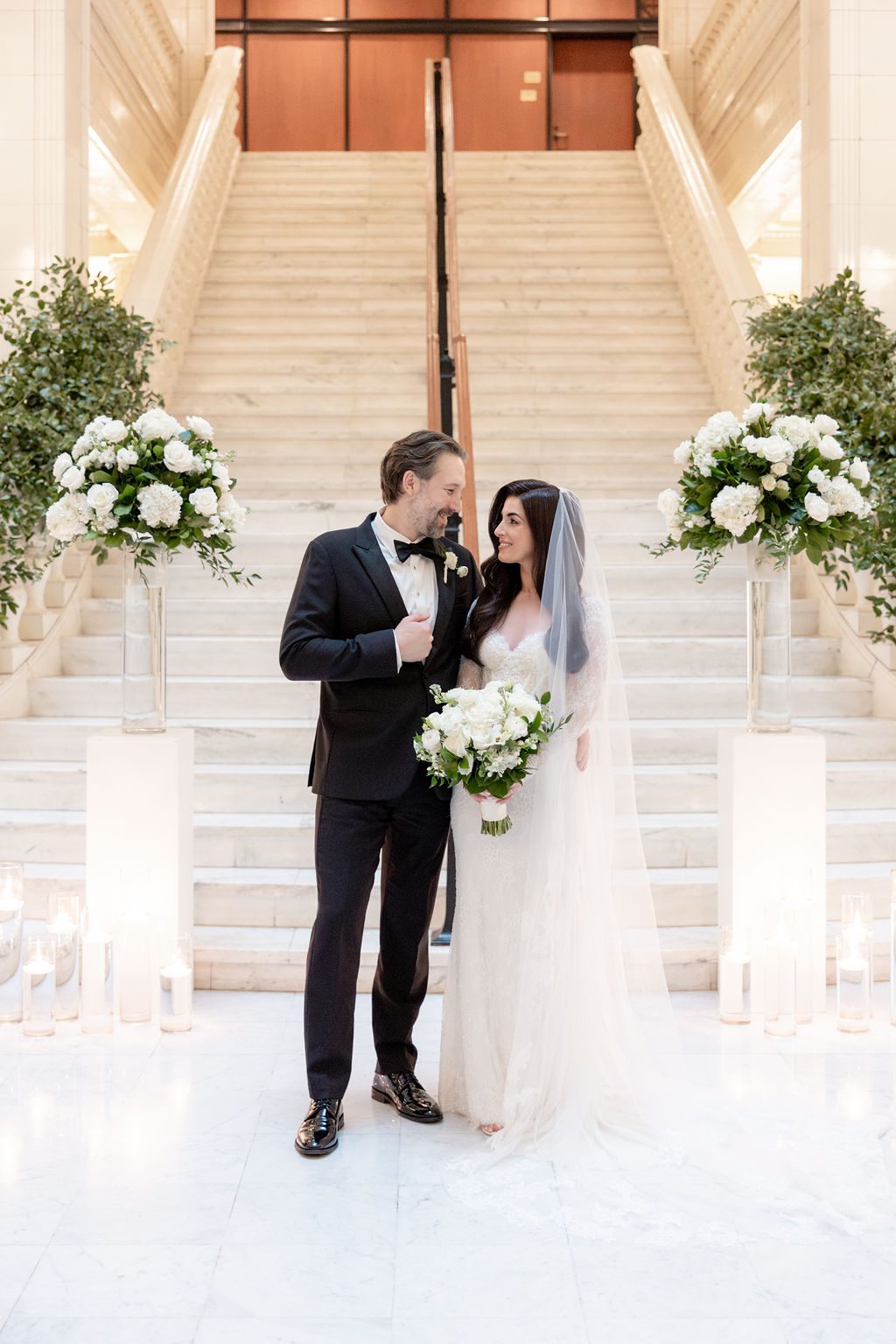 Bride and groom at their Exchange Chicago wedding