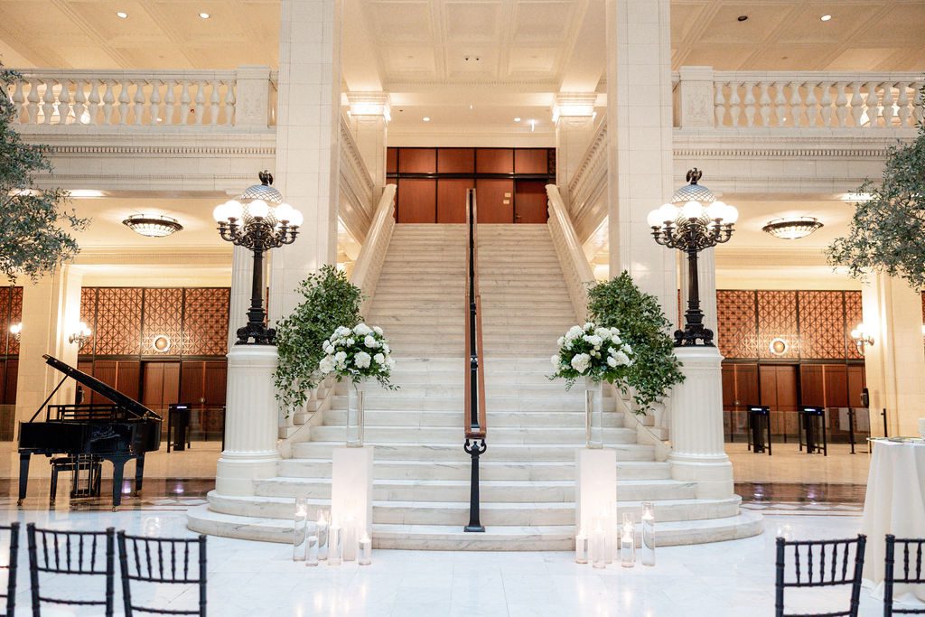 Wedding flowers for the wedding ceremony at The Exchange