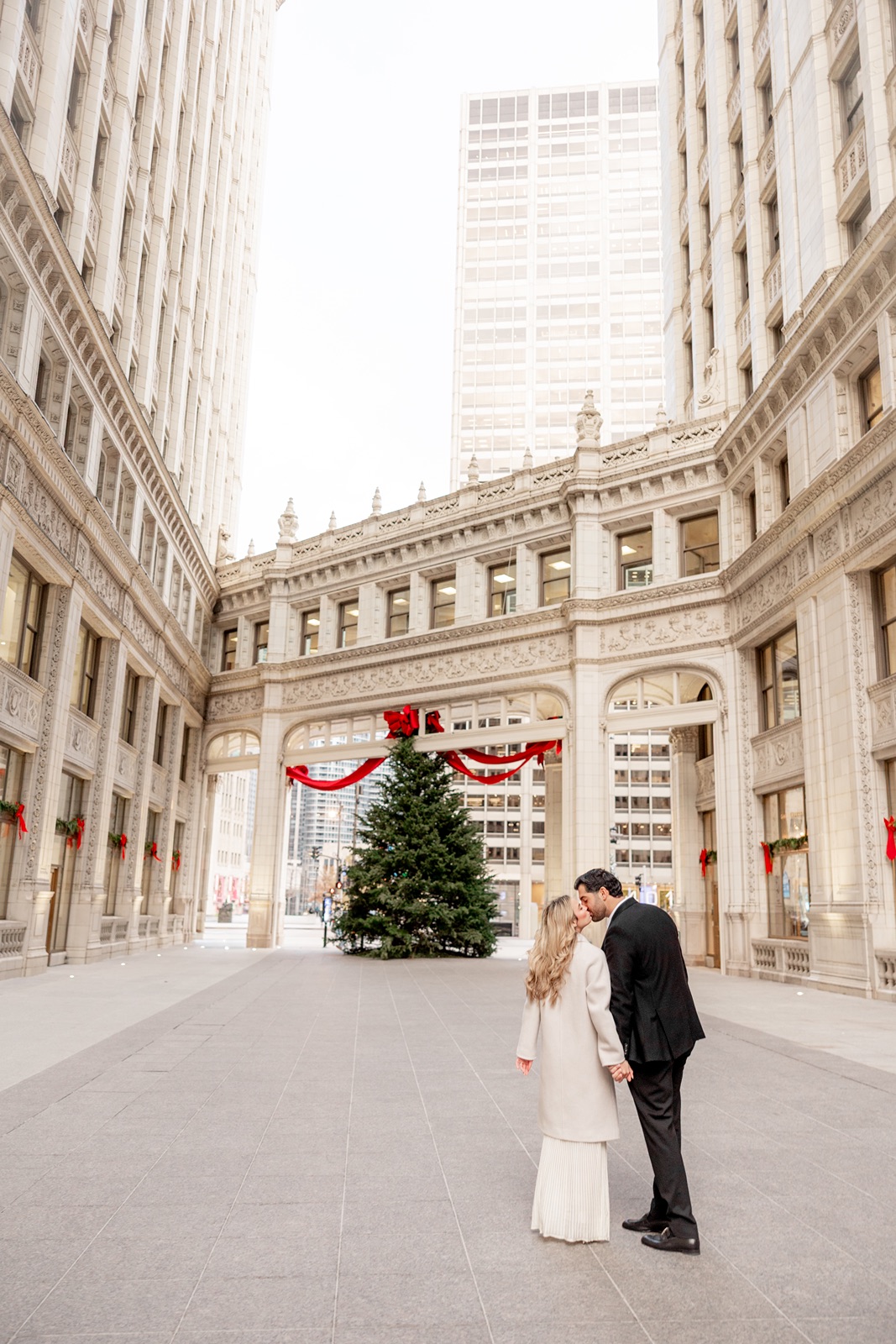 Chicago engagement photos at Christmastime