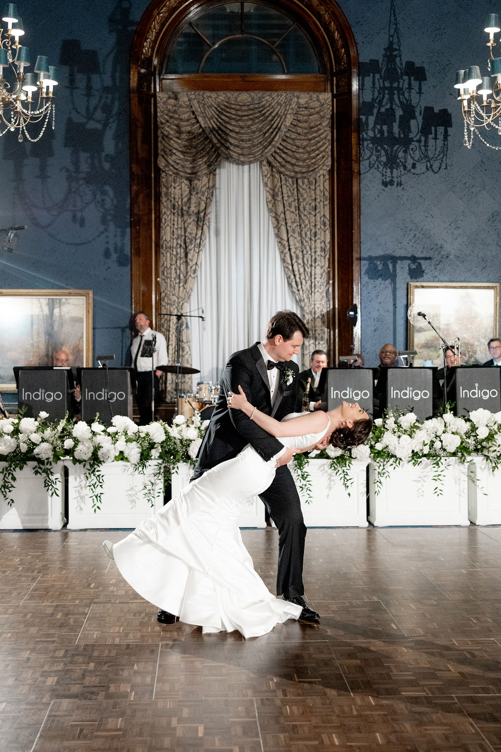Bride and groom have first dance at Union League Club wedding reception