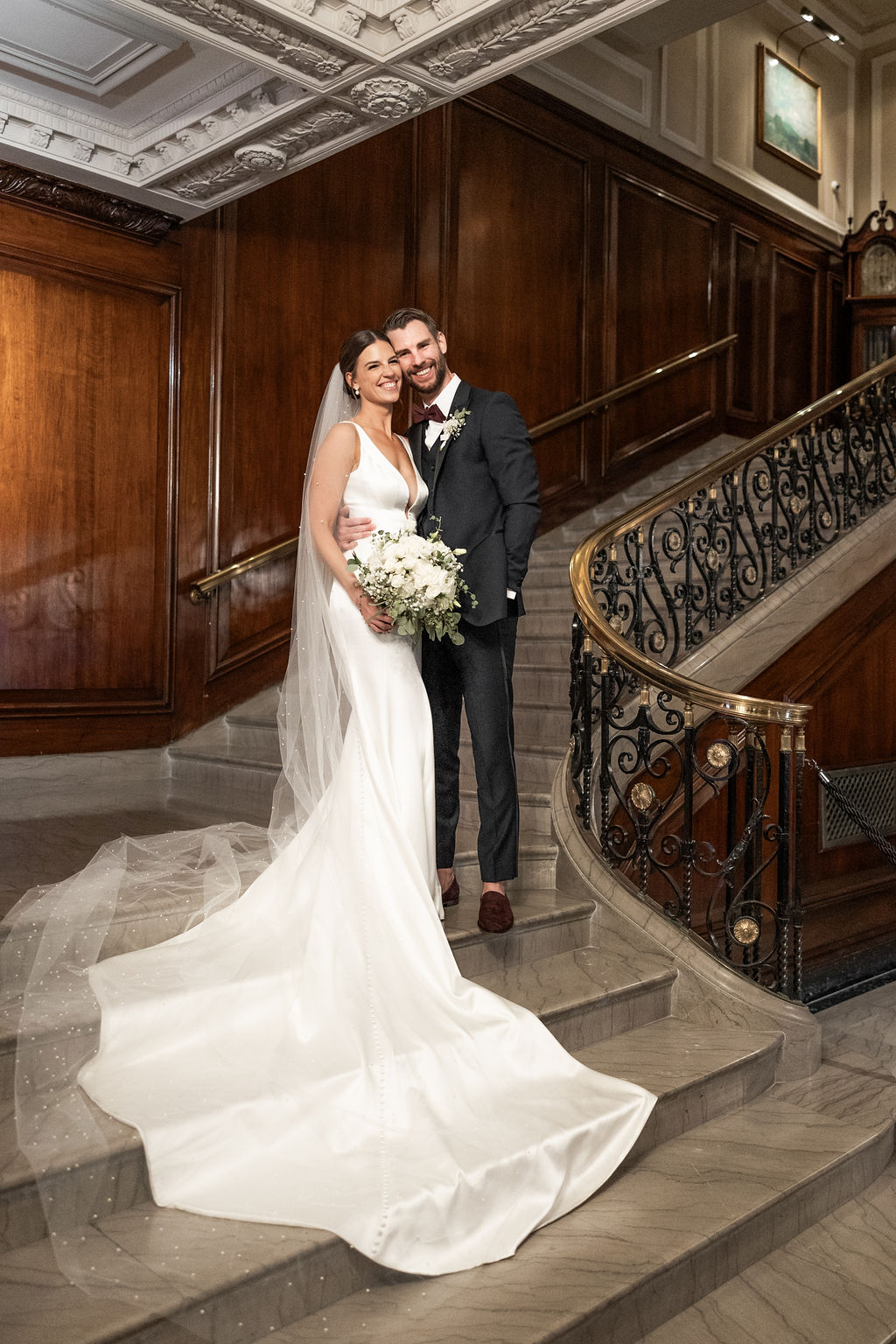 Bride and groom at their Union League Club wedding